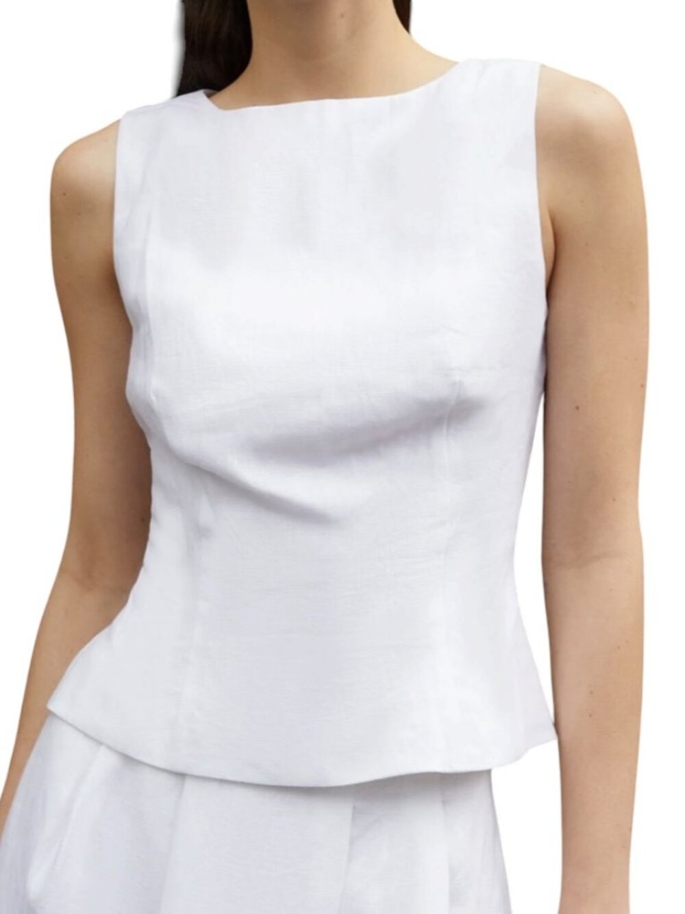 O.P.T. Aveline White Linen Peplum Tank Top NWT Size 0